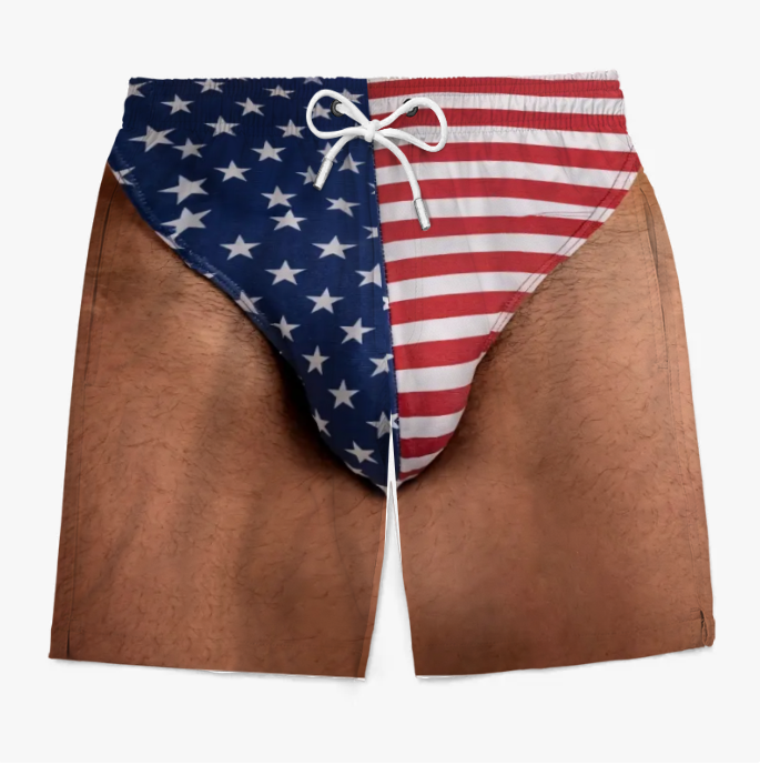 Custom Funny Patriotic Men Swim Trunks - Personalized Summer Vacation And Travel Gifts For Men - Freedom And Chill