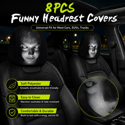 😆 Funny Cartoon Car Headrest Covers – 2PCS Universal Fit 🚗